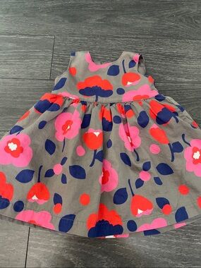Carter's Gray Dress with Pink & Red Floral Print